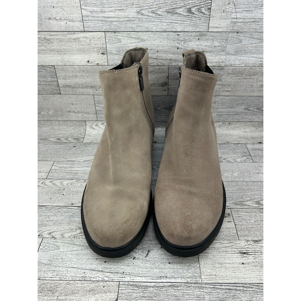 Blondo Waterproof Suede Ankle Boots Taupe Zip Wedge Heel Women Size 11M